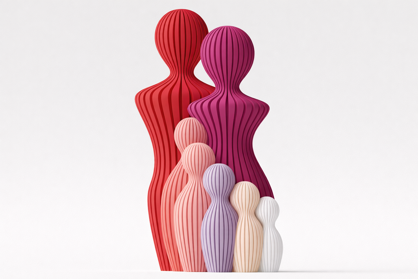 Familie Skulptur med 5 barn