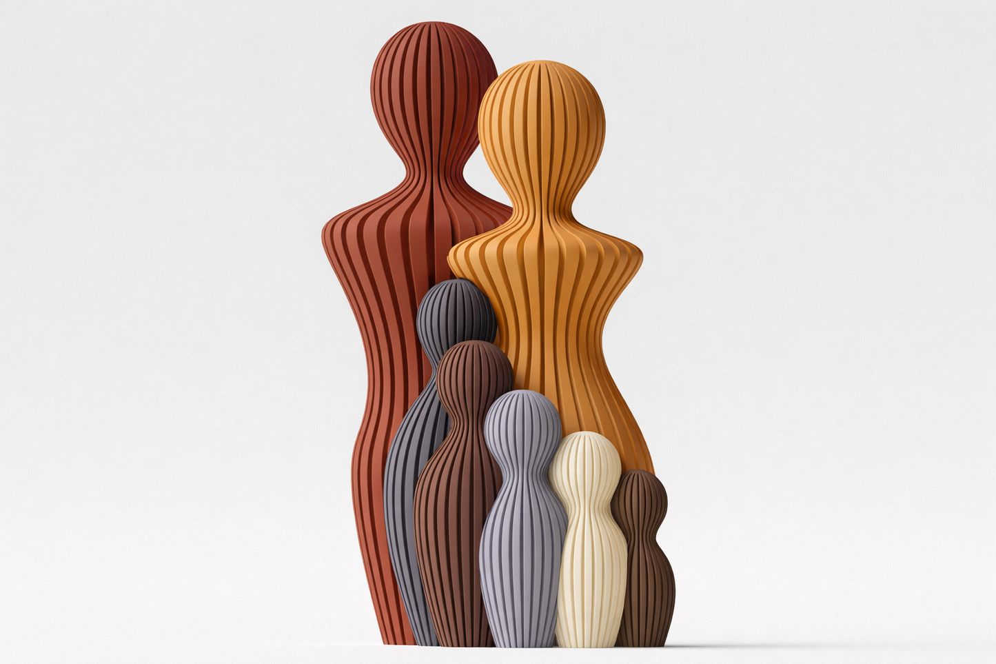 Familie Skulptur med 5 barn